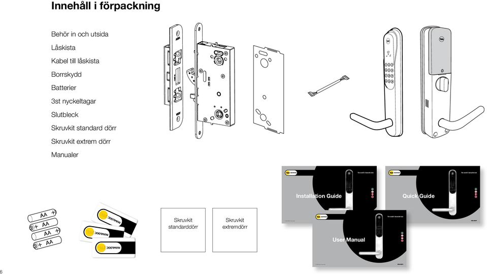 Slutbleck Skruvkit standard dörr Skruvkit extrem dörr Manualer The world s favourite lock The world s