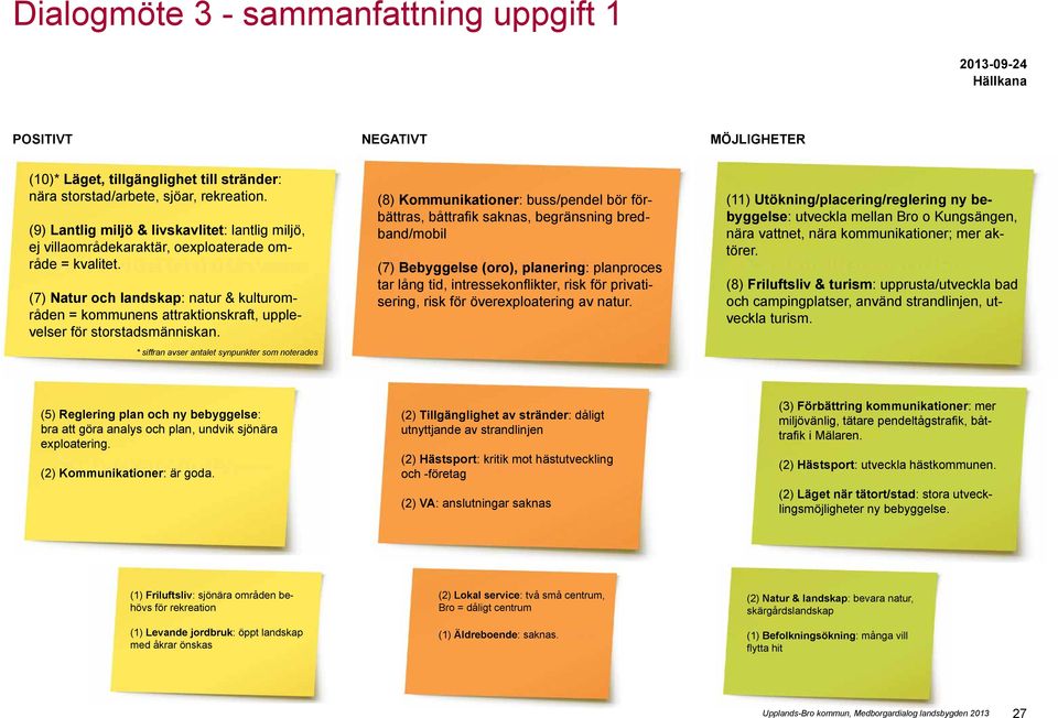 (7) Natur och landskap: natur & kulturområden = kommunens attraktionskraft, upplevelser för storstadsmänniskan.