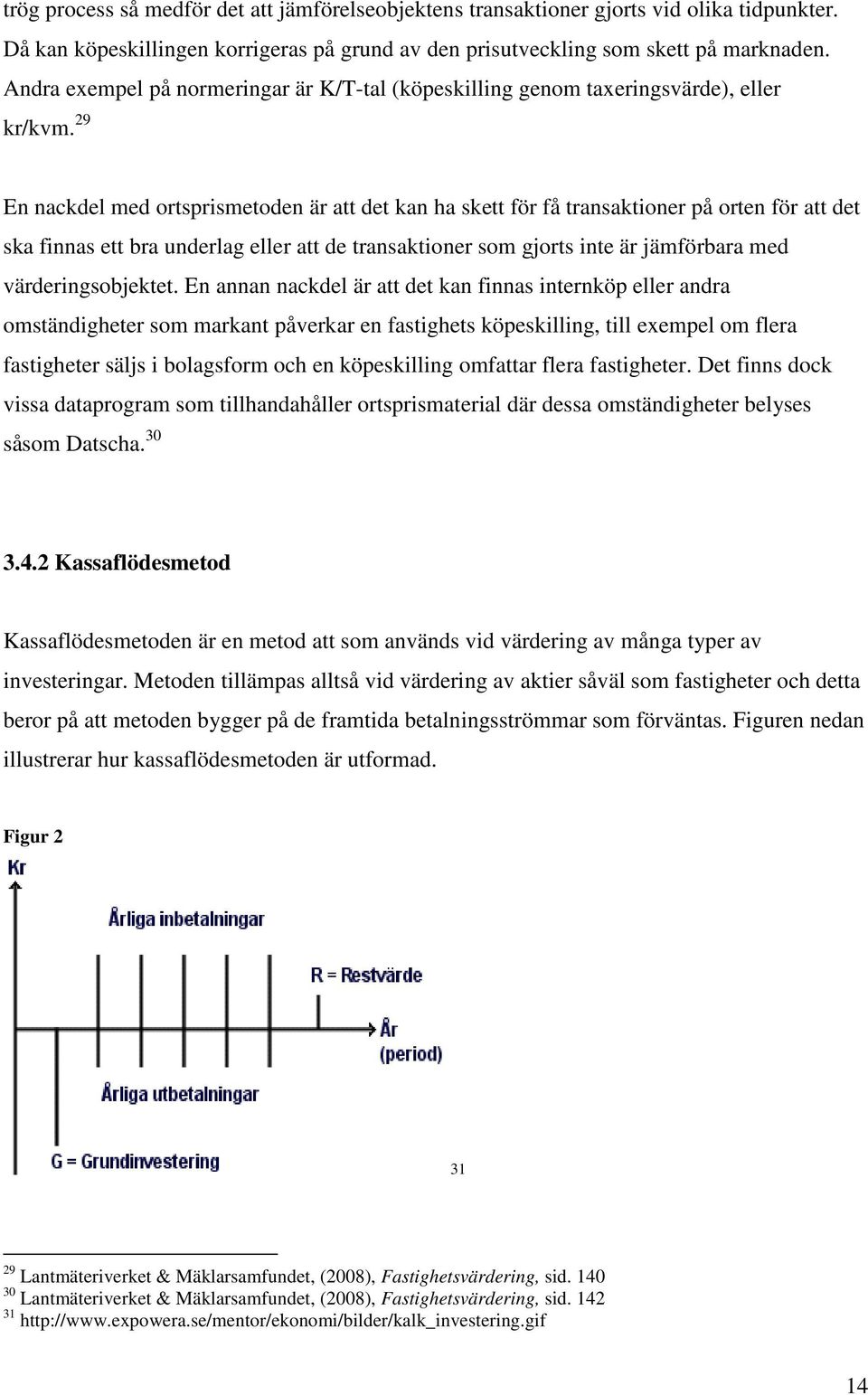 29 En nackdel med ortsprismetoden är att det kan ha skett för få transaktioner på orten för att det ska finnas ett bra underlag eller att de transaktioner som gjorts inte är jämförbara med