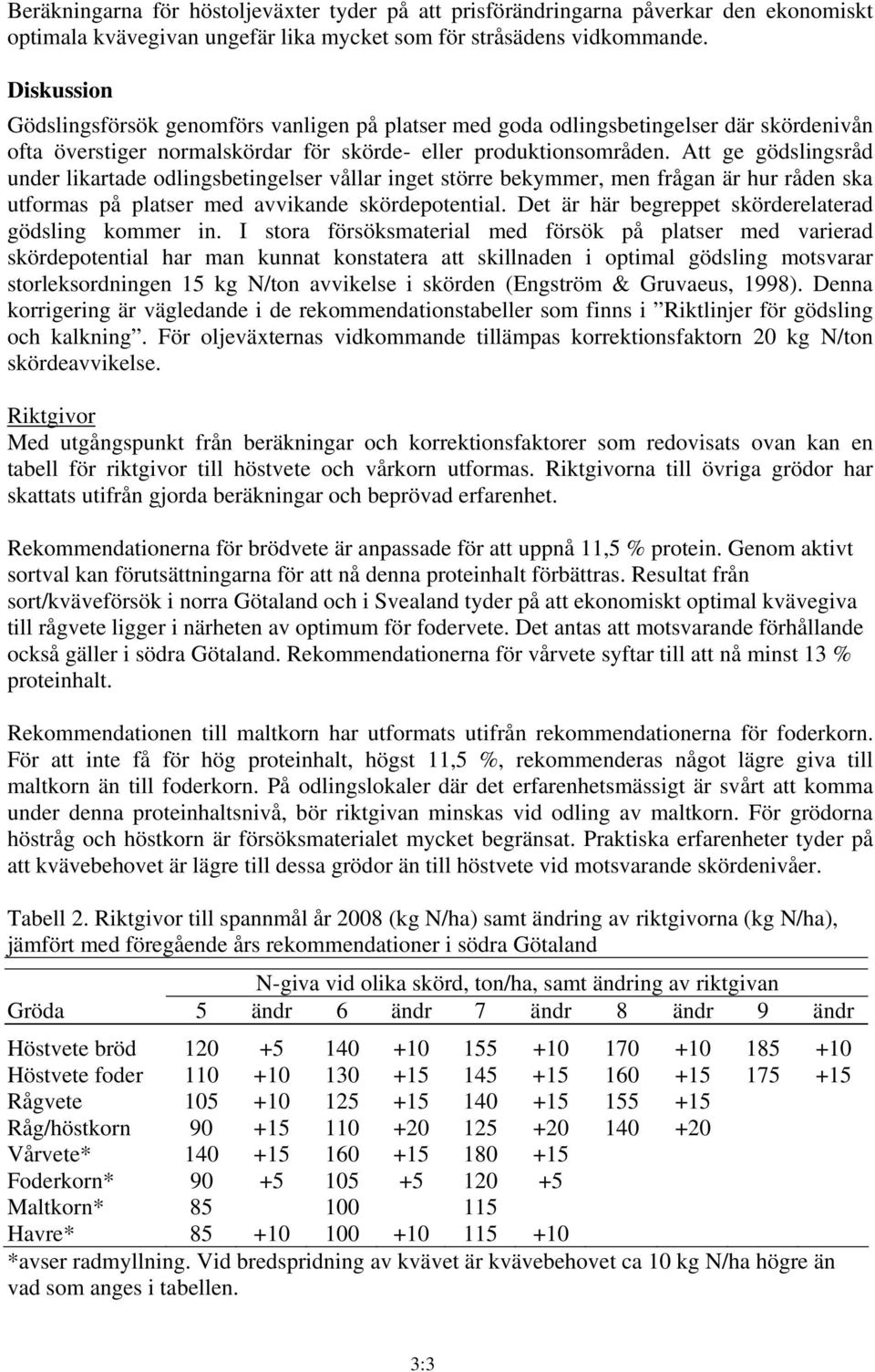 Att ge gödslingsråd under likartade odlingsbetingelser vållar inget större bekymmer, men frågan är hur råden ska utformas på platser med avvikande skördepotential.