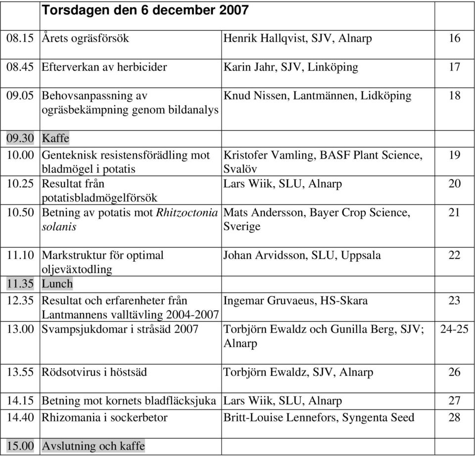 25 Resultat från potatisbladmögelförsök 10.