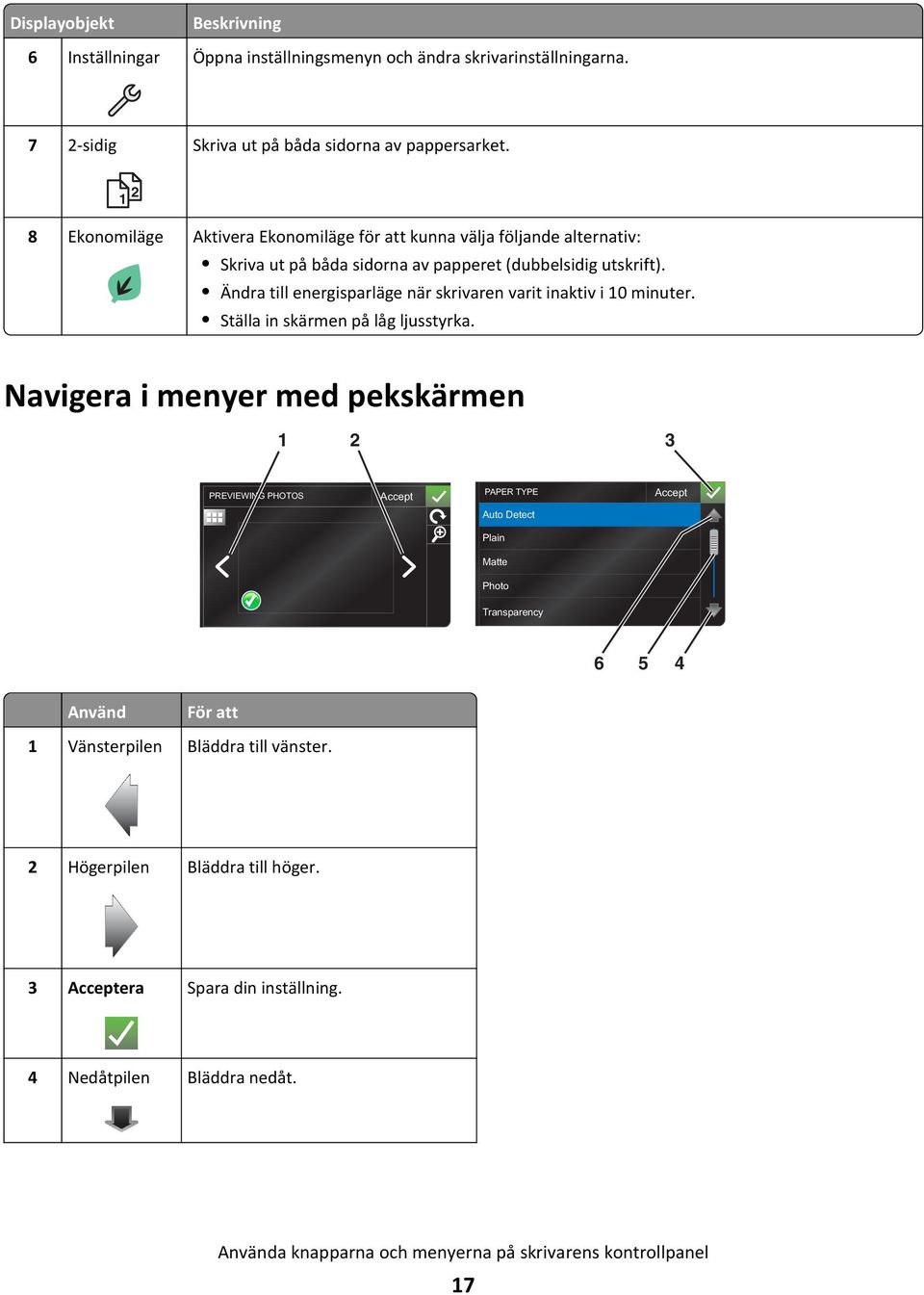 Ändra till energisparläge när skrivaren varit inaktiv i 10 minuter. Ställa in skärmen på låg ljusstyrka.