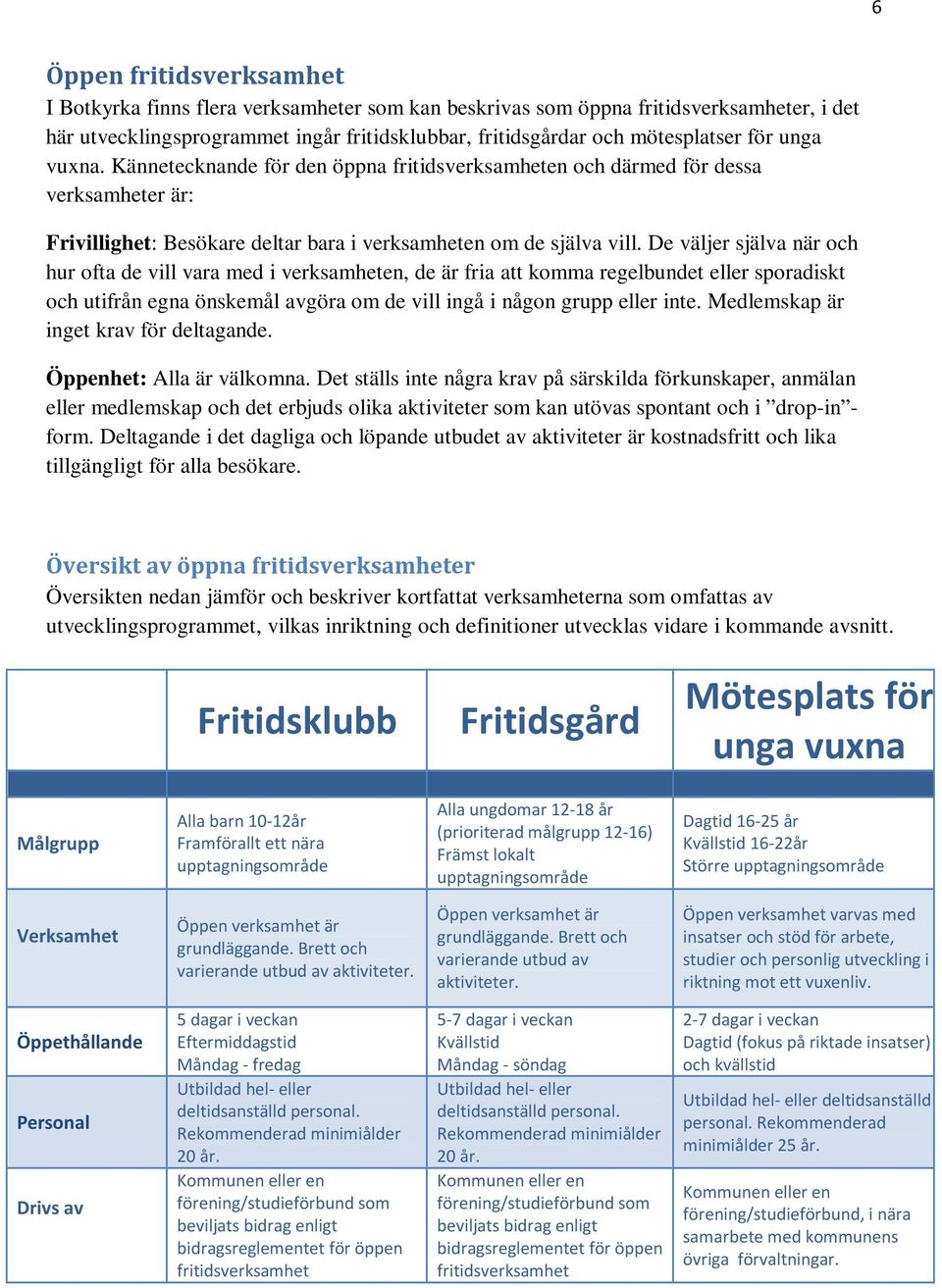 De väljer själva när och hur ofta de vill vara med i verksamheten, de är fria att komma regelbundet eller sporadiskt och utifrån egna önskemål avgöra om de vill ingå i någon grupp eller inte.