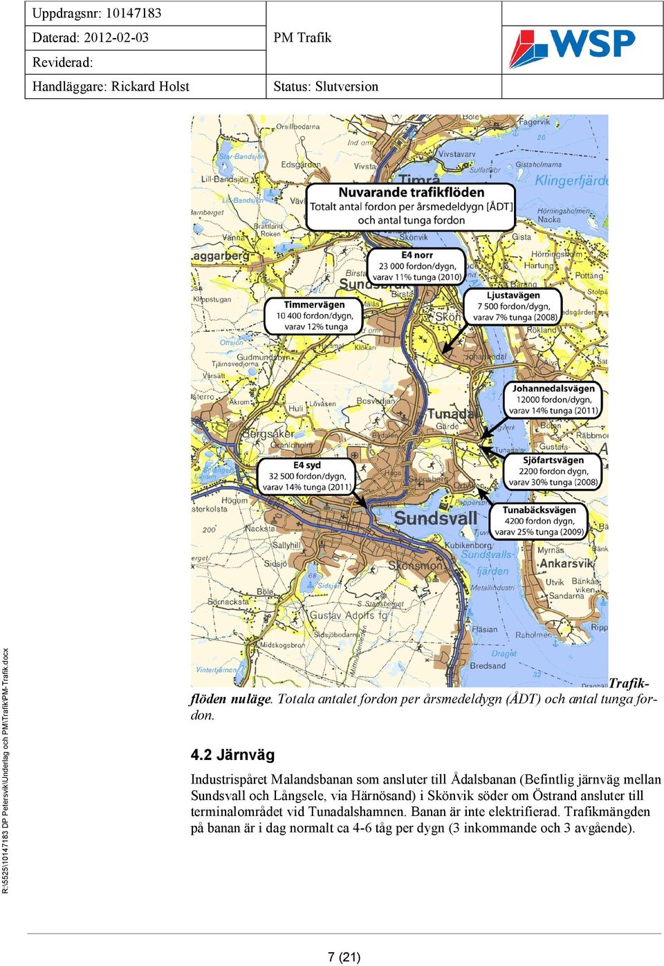 2 Järnväg Industrispåret Malandsbanan som ansluter till Ådalsbanan (Befintlig järnväg mellan Sundsvall och Långsele, via Härnösand) i Skönvik söder om