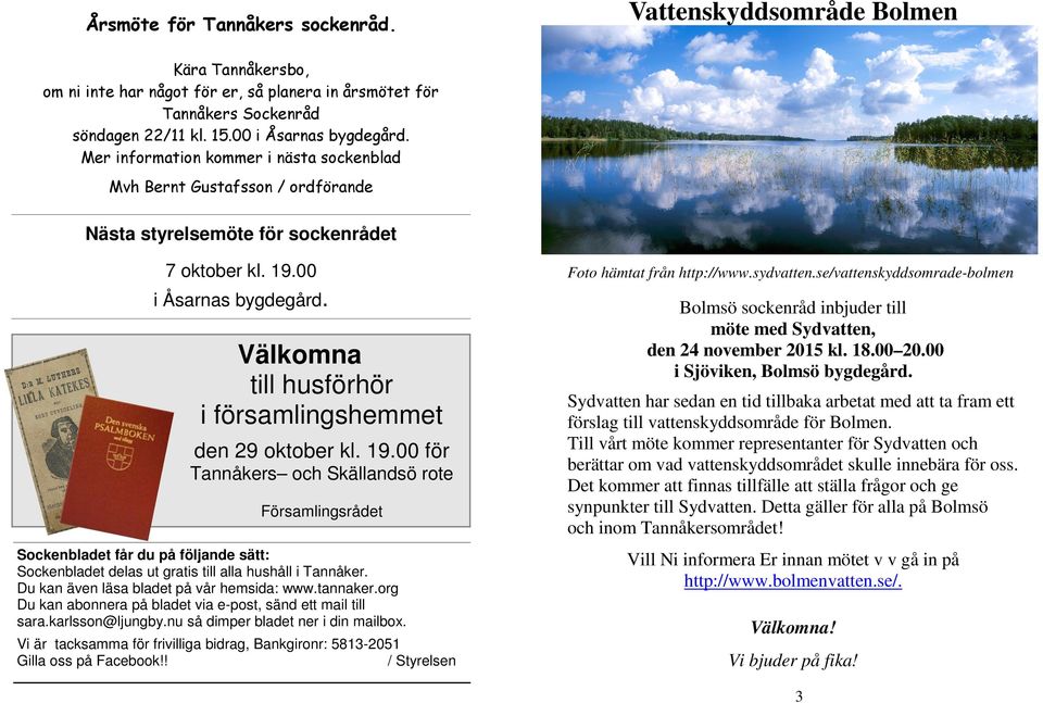 Välkomna till husförhör i församlingshemmet den 29 oktober kl. 19.