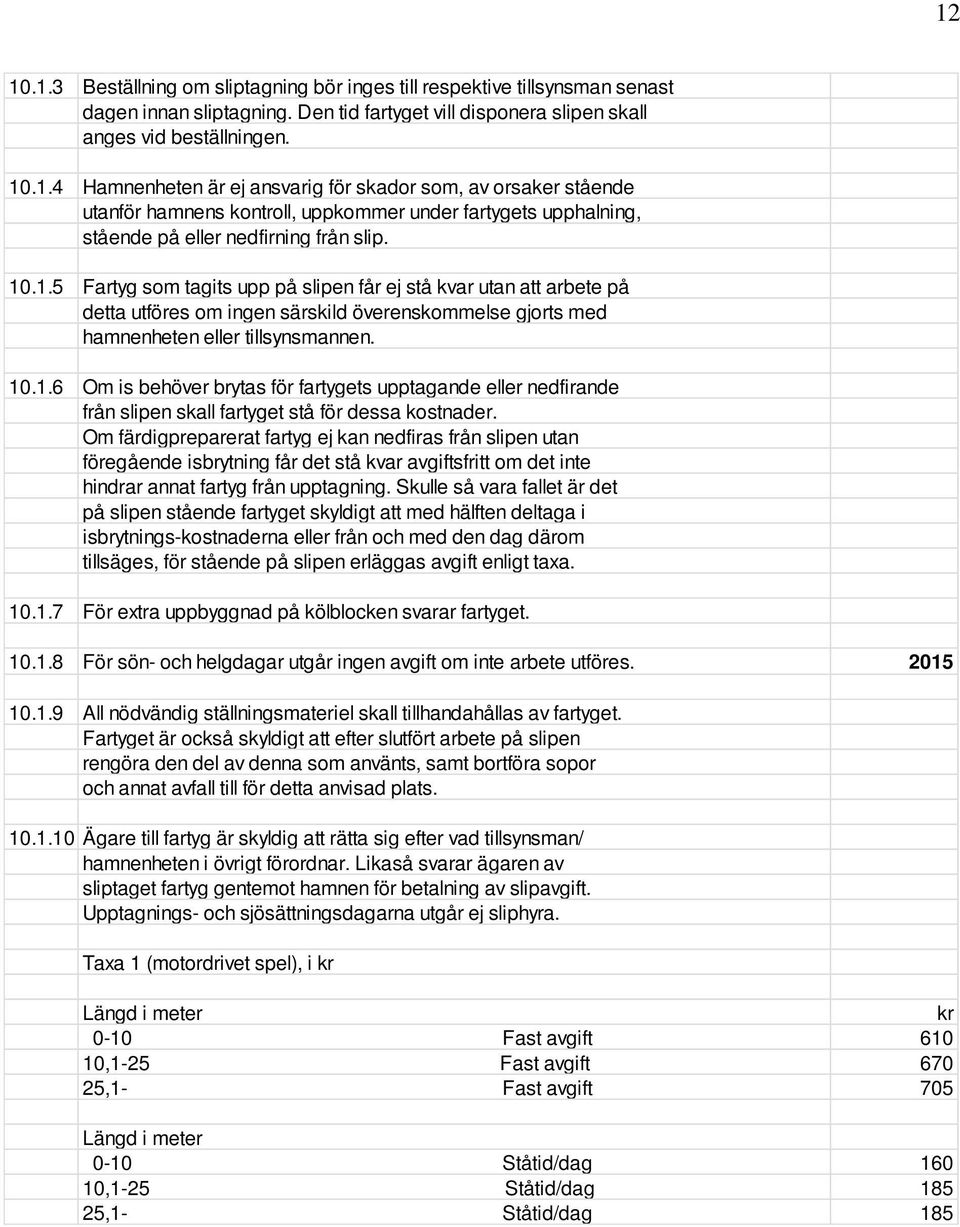 Om färdigpreparerat fartyg ej kan nedfiras från slipen utan föregående isbrytning får det stå kvar avgiftsfritt om det inte hindrar annat fartyg från upptagning.