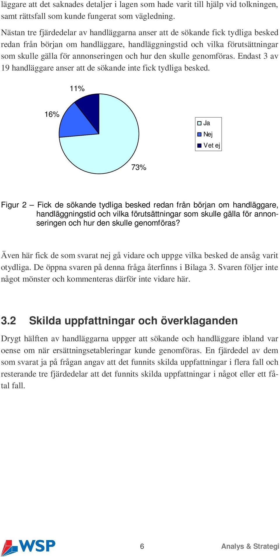 den skulle genomföras. Endast 3 av 19 handläggare anser att de sökande inte fick tydliga besked.