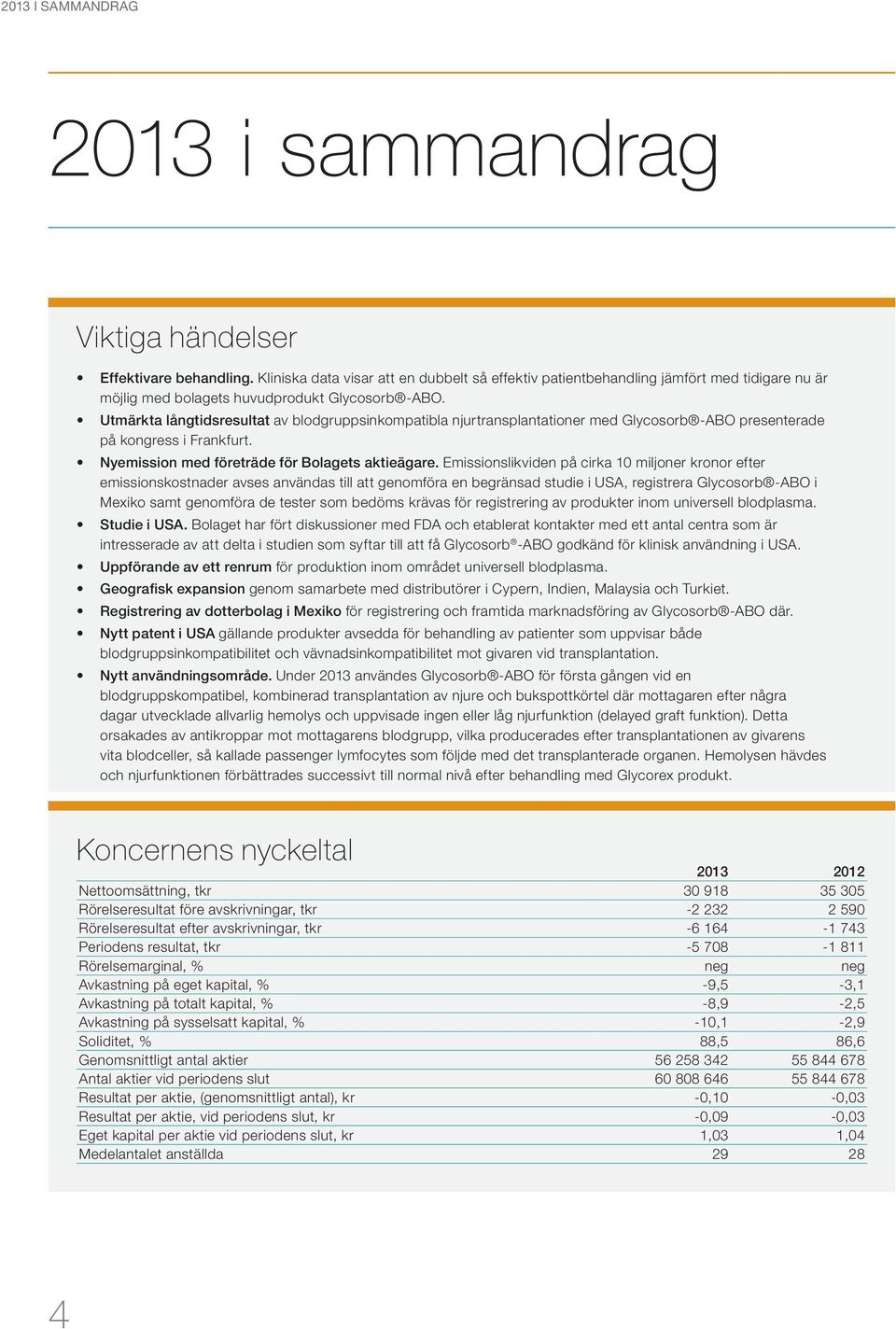 Utmärkta långtidsresultat av blodgruppsinkompatibla njurtransplantationer med Glycosorb -ABO presenterade på kongress i Frankfurt. Nyemission med företräde för Bolagets aktieägare.