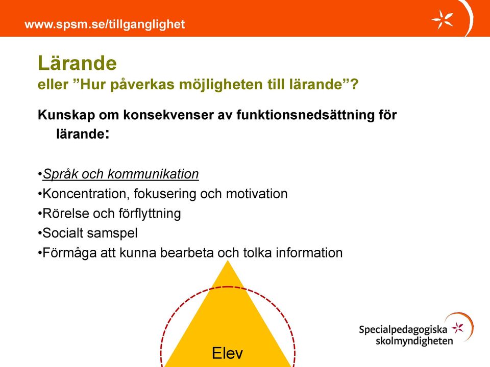 Kunskap om konsekvenser av funktionsnedsättning för lärande: Språk och