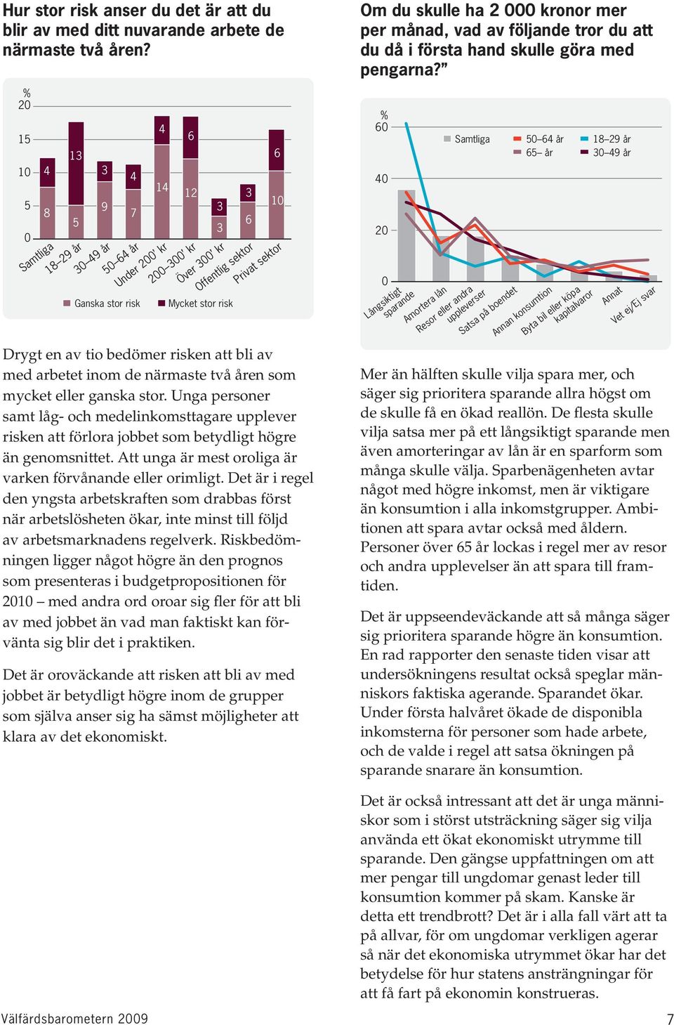 som mycket eller ganska stor. Unga personer samt låg- och medelinkomsttagare upplever risken att förlora jobbet som betydligt högre än genom snittet.