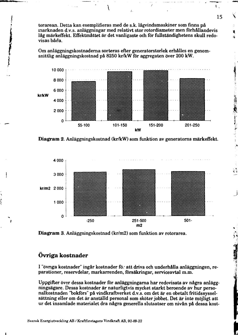 Om anläggningskostnaderna sorteras efter generatorstorlek erhålles en genomsnittlig anläggningskostnad på 8250 kr/kw för aggregaten över 200 kw. kr/kw 0 000 8 000 6 000 4 000 2 000 0 i c j i C!