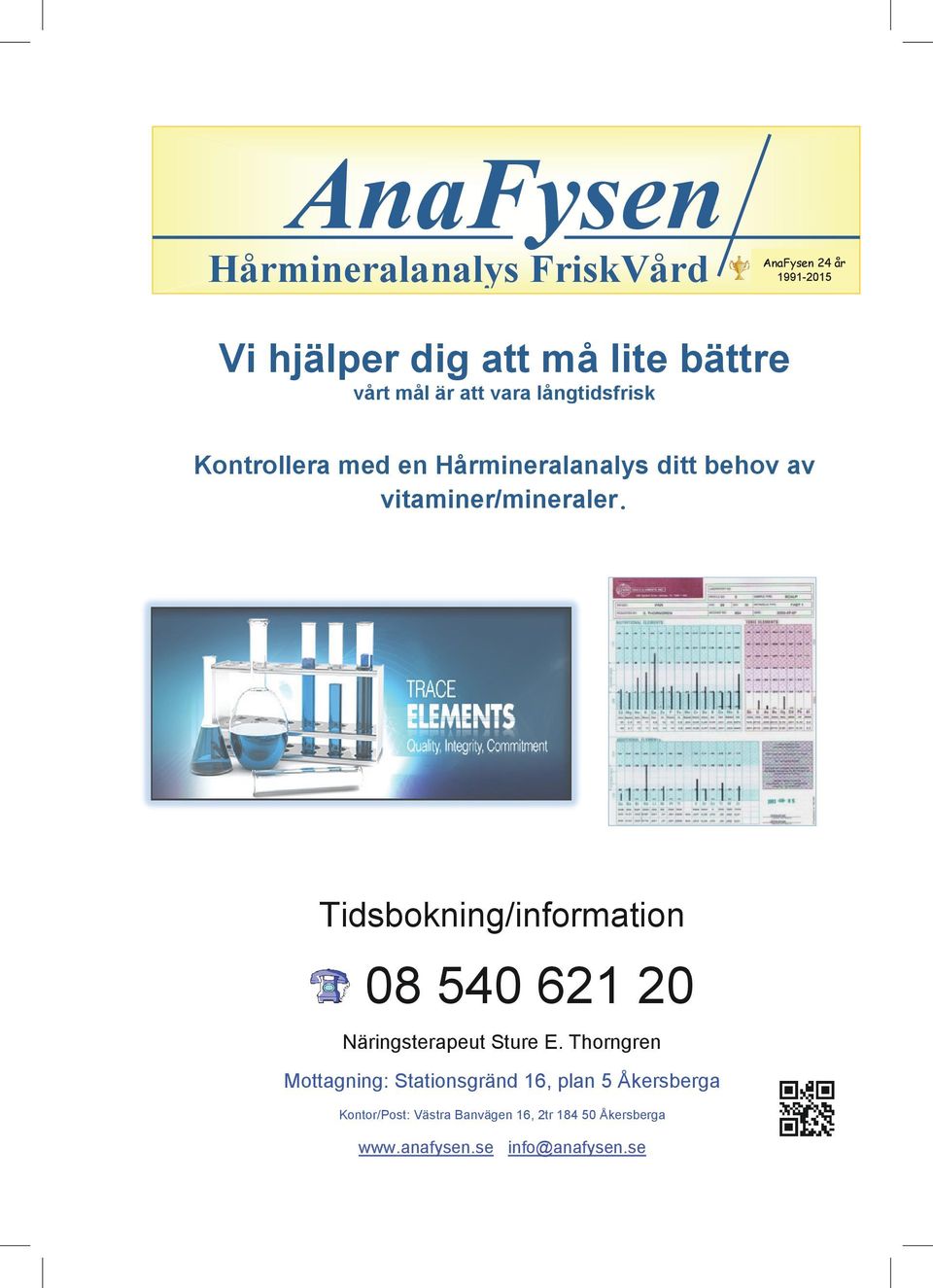 vitaminer/mineraler. Tidsbokning/information 08 540 621 20 Näringsterapeut Näringsterapeut Sture Sture E.