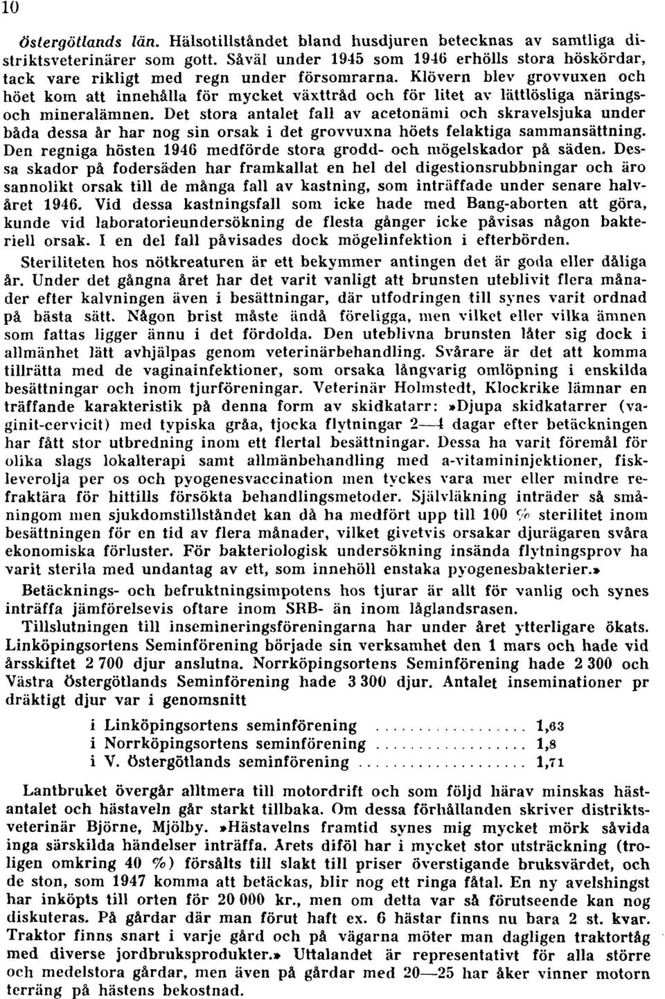 Klövern blev grovvuxen och höet kom att innehålla för mycket växttråd och för litet av lättlösliga näringsoch mineralämnen.