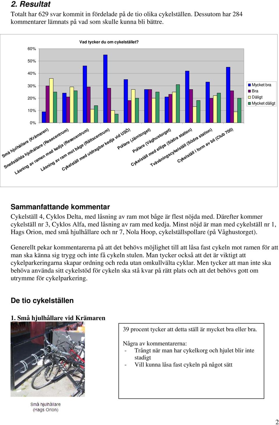 (Rättscentrum) Cykelställ med utdragbar kedja vid USÖ) Pollare (Järntorget) Pollare (Våghustorget) Cykelställ med ellips (Södra station) Tvåvåningscykelställ (Södra station) Cykelställ i form av bil