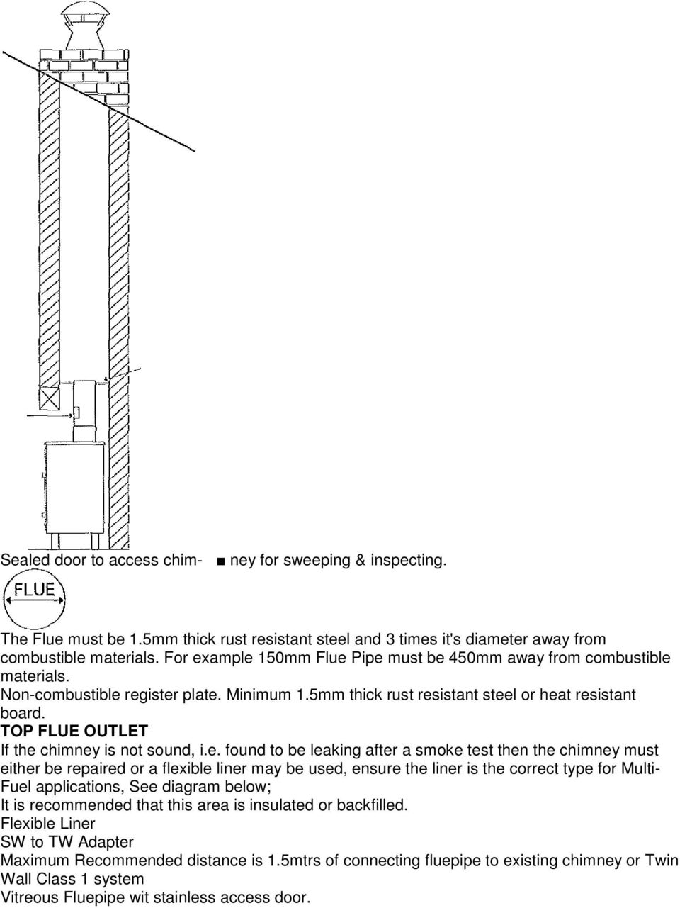 TOP FLUE OUTLET If the 