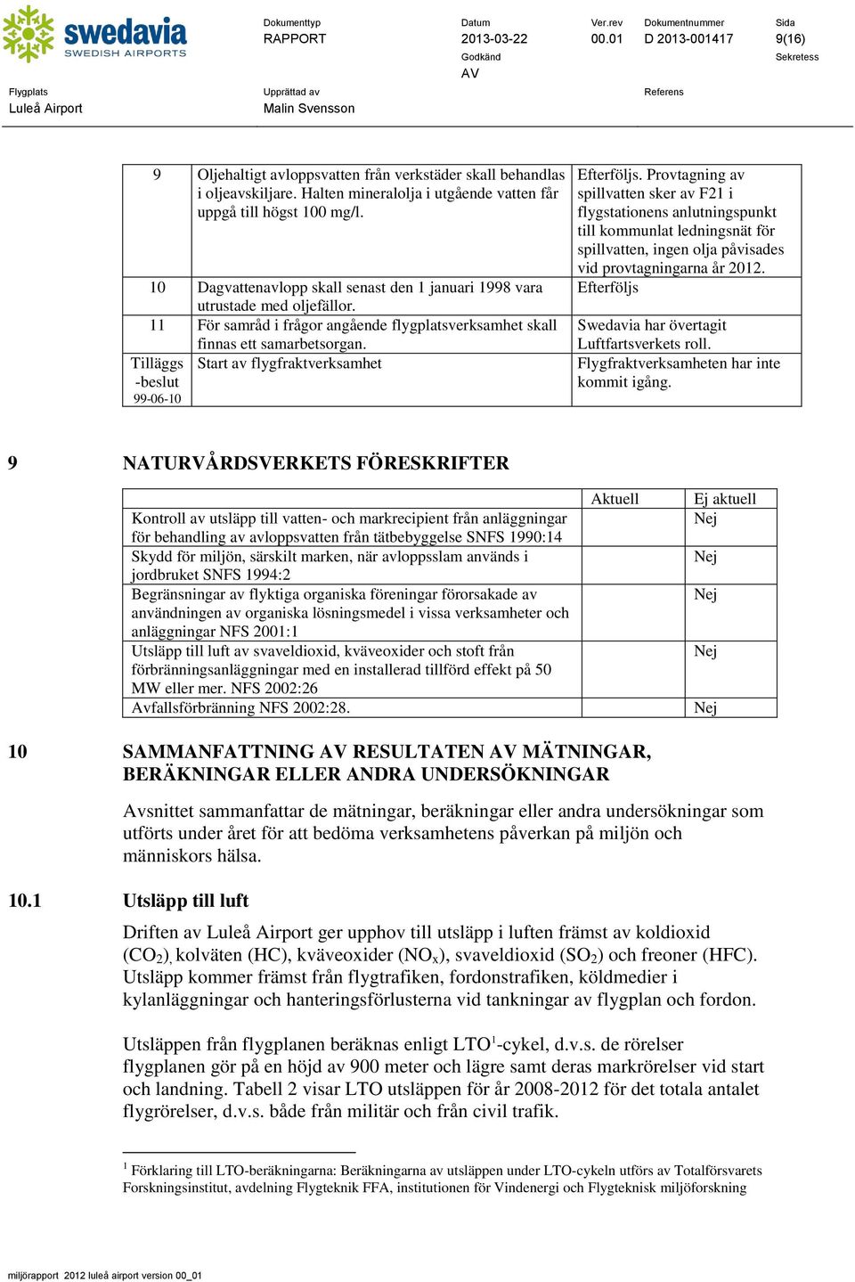 Tilläggs Start av flygfraktverksamhet -beslut 99-06-10 Efterföljs.