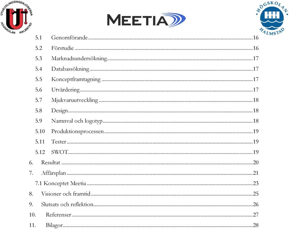 .. 19 5.11 Tester... 19 5.12 SWOT... 19 6. Resultat... 20 7. Affärsplan... 21 7.1 Konceptet Meetia... 23 8.