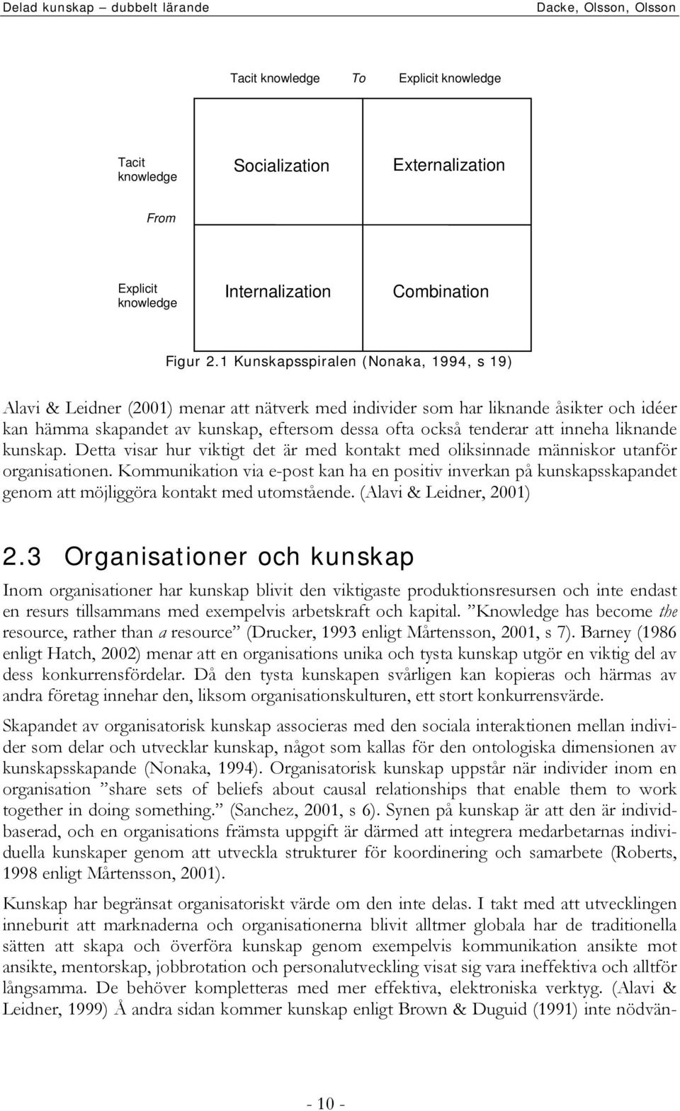 att inneha liknande kunskap. Detta visar hur viktigt det är med kontakt med oliksinnade människor utanför organisationen.