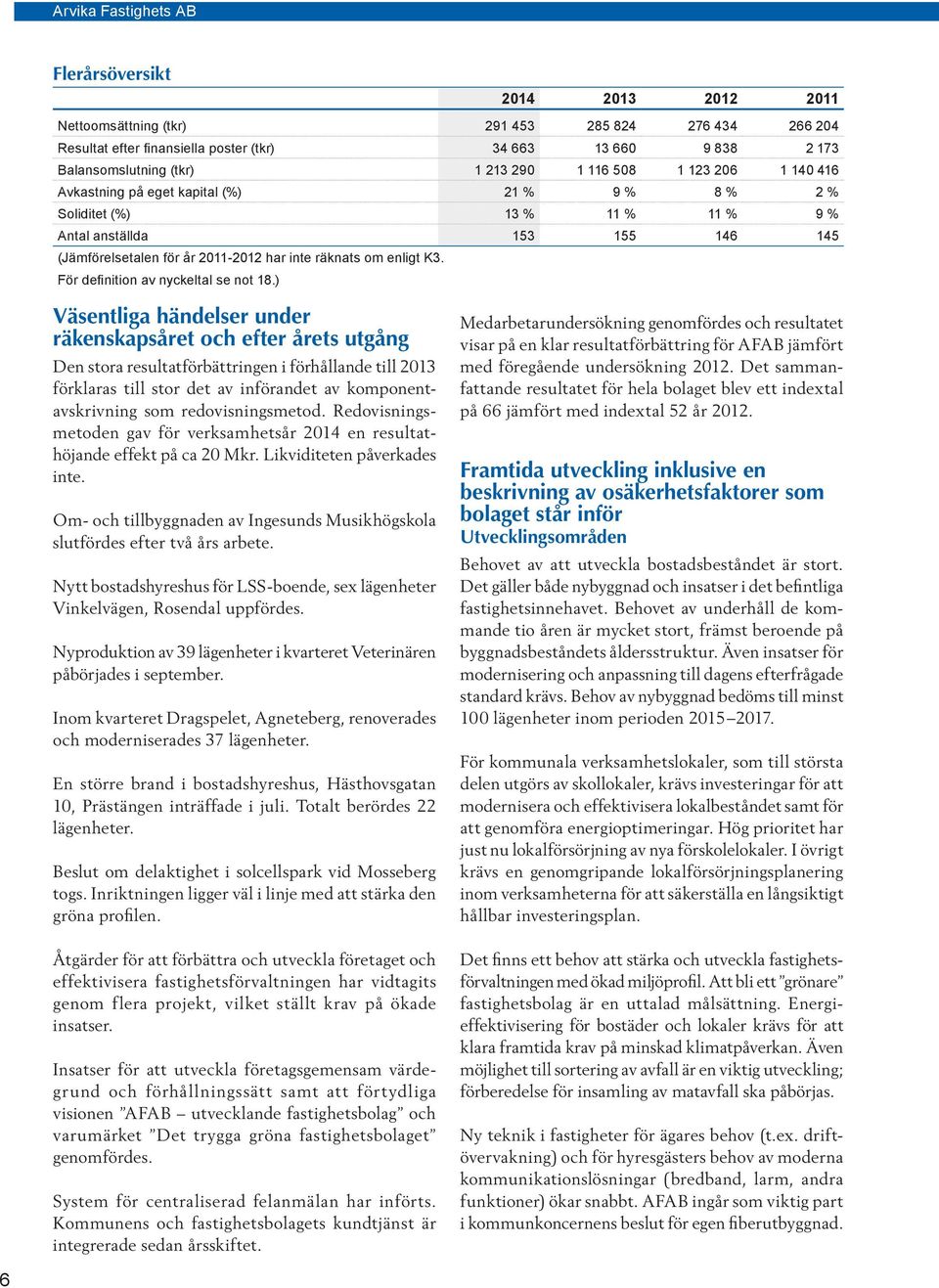 För definition av nyckeltal se not 18.