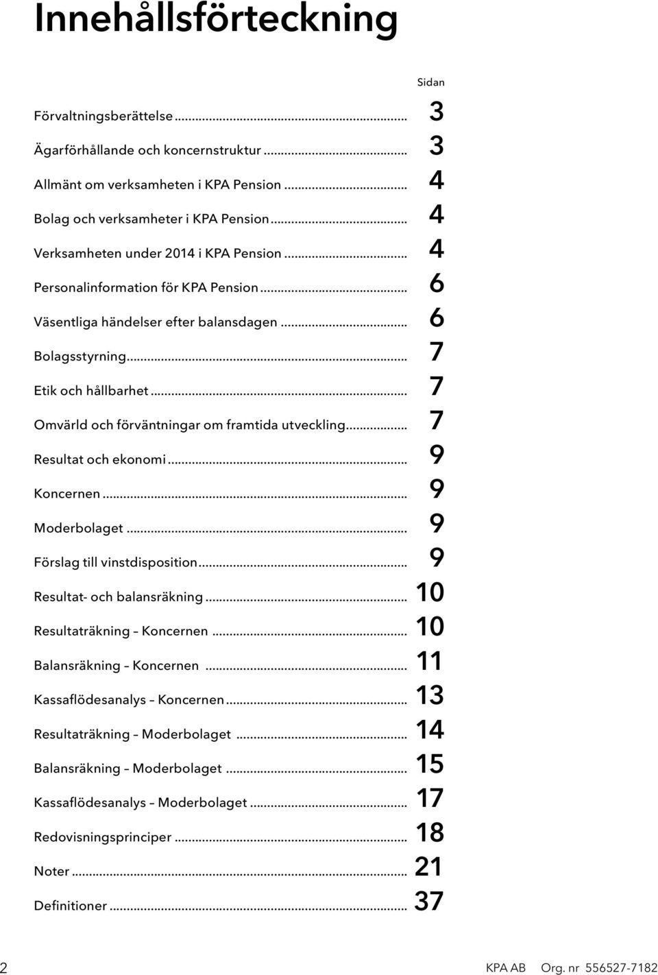 .. 7 Omvärld och förväntningar om framtida utveckling... 7 Resultat och ekonomi... 9... 9 Moderbolaget... 9 Förslag till vinstdisposition... 9 Resultat- och balansräkning... 10 Resultaträkning.