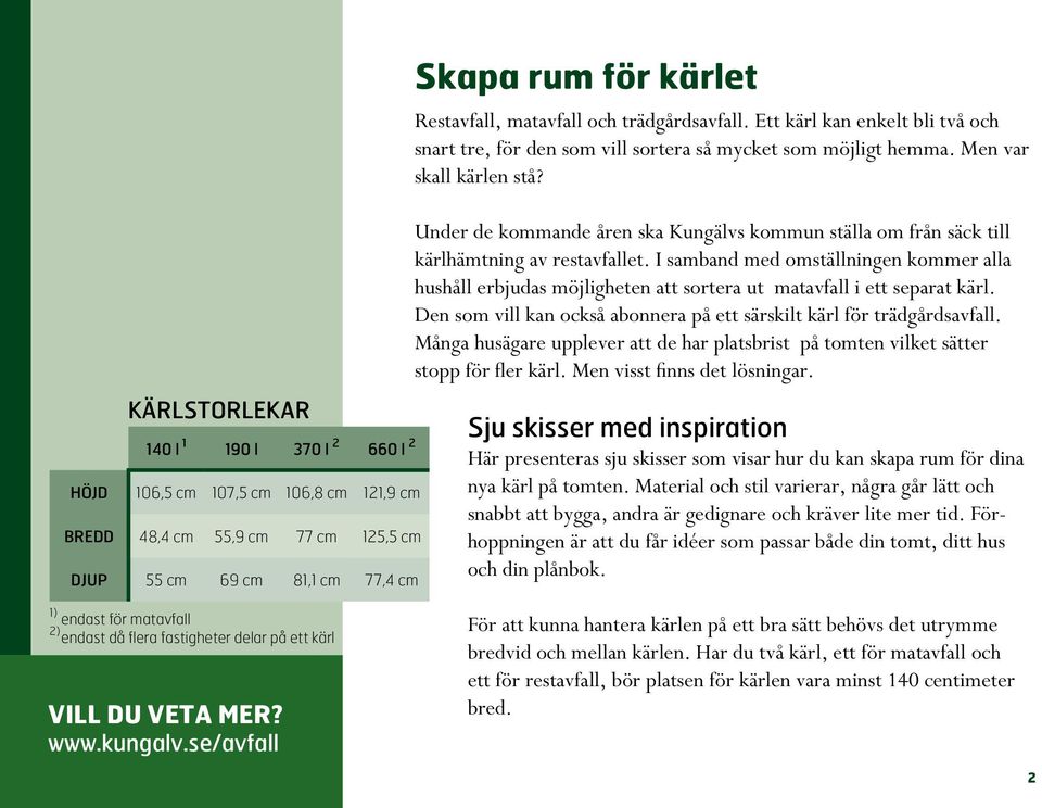 Under de kommande åren ska Kungälvs kommun ställa om från säck till kärlhämtning av restavfallet.