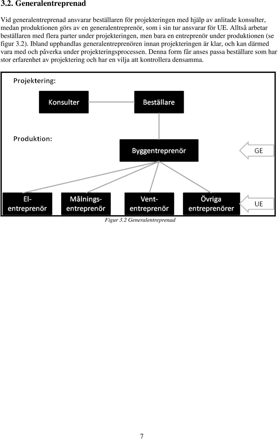 Alltså arbetar beställaren med flera parter under projekteringen, men bara en entreprenör under produktionen (se figur 3.2).