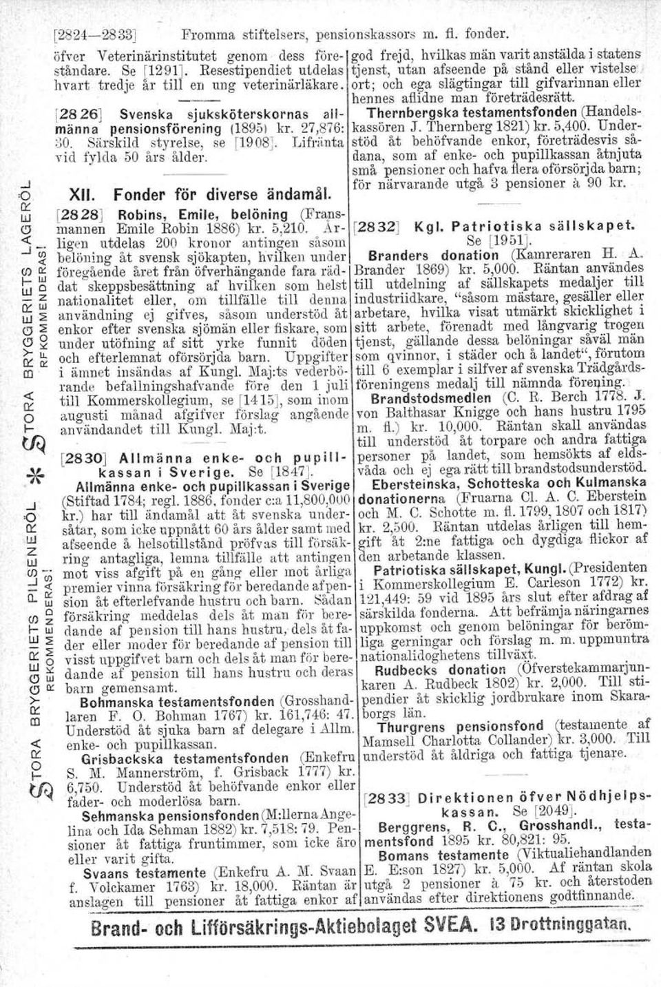 . [2826J Svenska sjuksköteskonas allänna pensionsföening (18951 k. 27,876: kassöen J. Thenbeg 1821) k. 5,400. Unde- Thenbegska testaentsfonden (Handels- 30. Säskild styelse, se [1908].