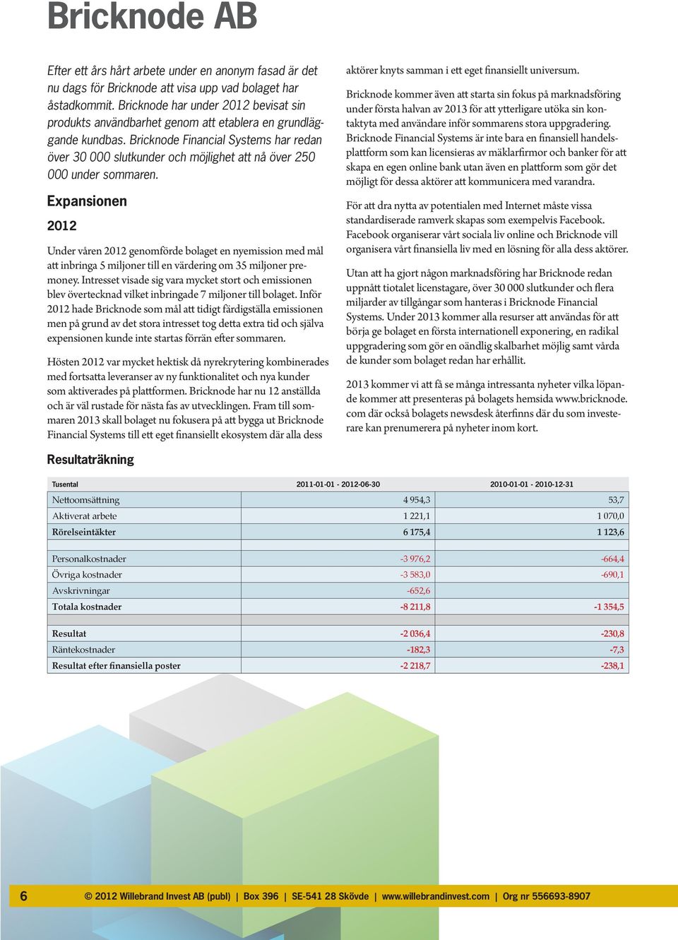 Bricknode Financial Systems har redan över 30 000 slutkunder och möjlighet att nå över 250 000 under sommaren.