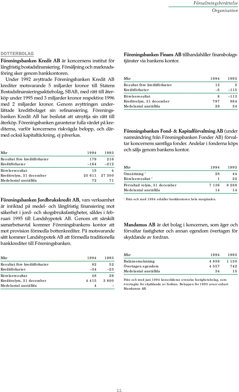 respektive 1996 med 2 miljarder kronor. Genom avyttringen underlättade kreditbolaget sin refinansiering. Föreningsbanken Kredit AB har beslutat att utnyttja sin rätt till återköp.