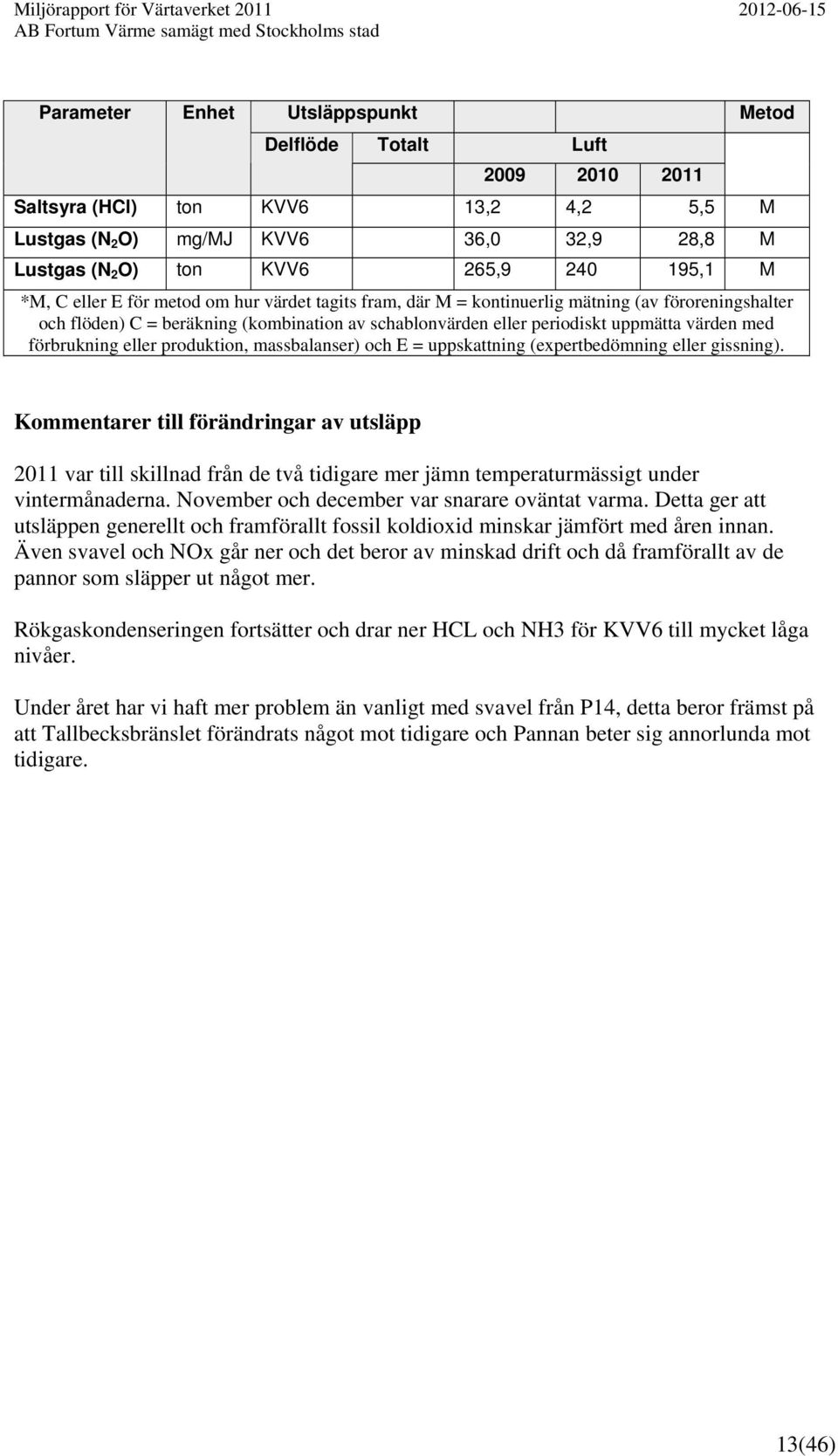 förbrukning eller produktion, massbalanser) och E = uppskattning (expertbedömning eller gissning).