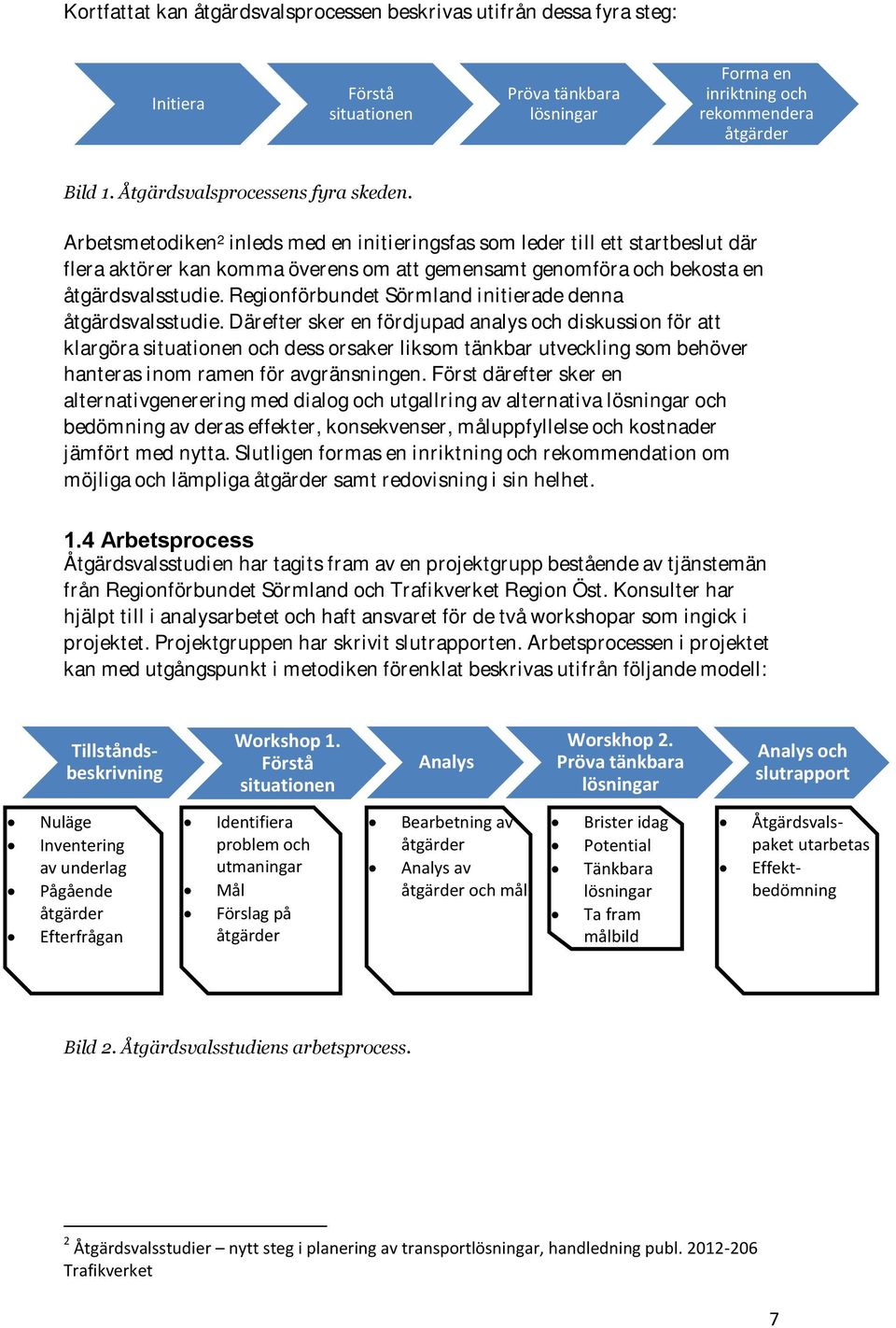 Arbetsmetodiken 2 inleds med en initieringsfas som leder till ett startbeslut där flera aktörer kan komma överens om att gemensamt genomföra och bekosta en åtgärdsvalsstudie.