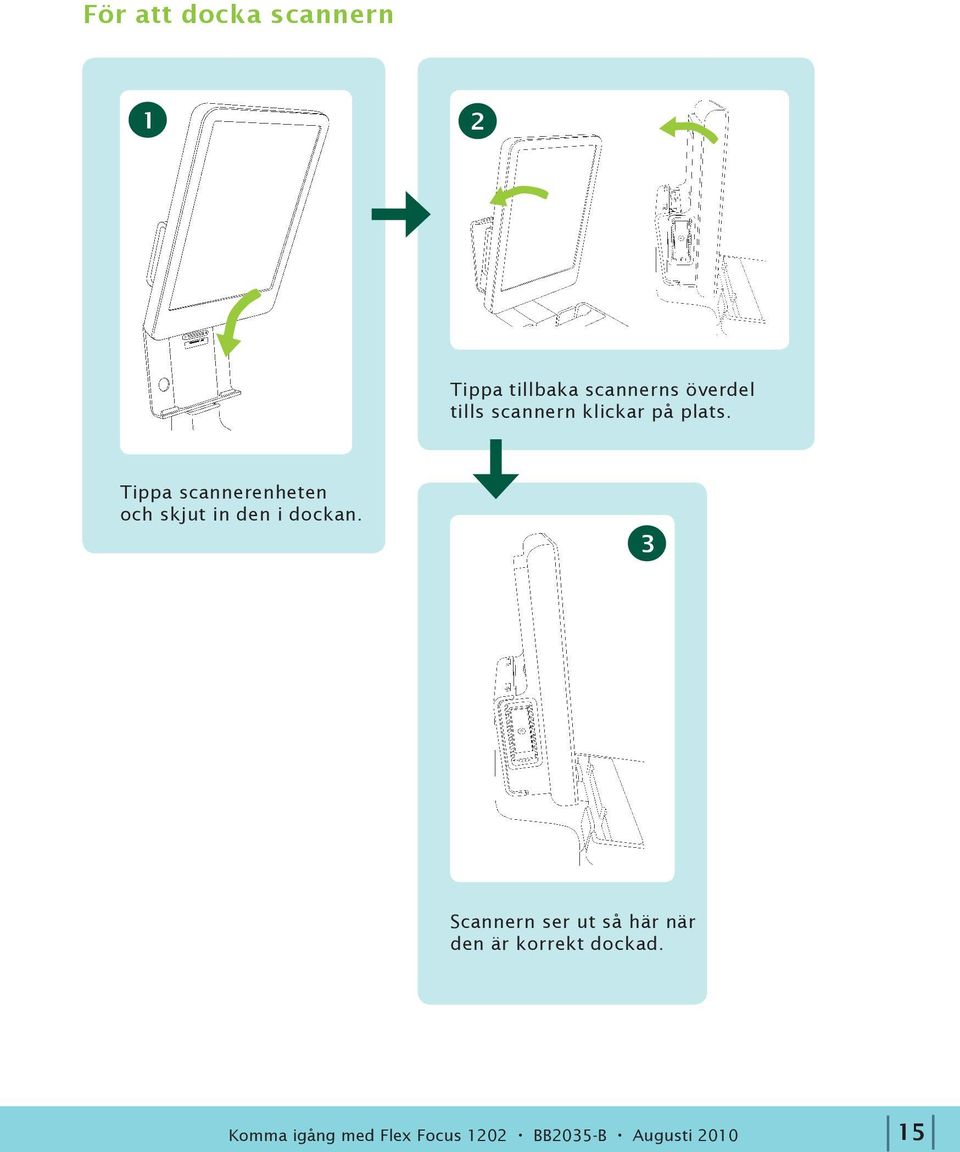 Tippa scannerenheten och skjut in den i dockan.
