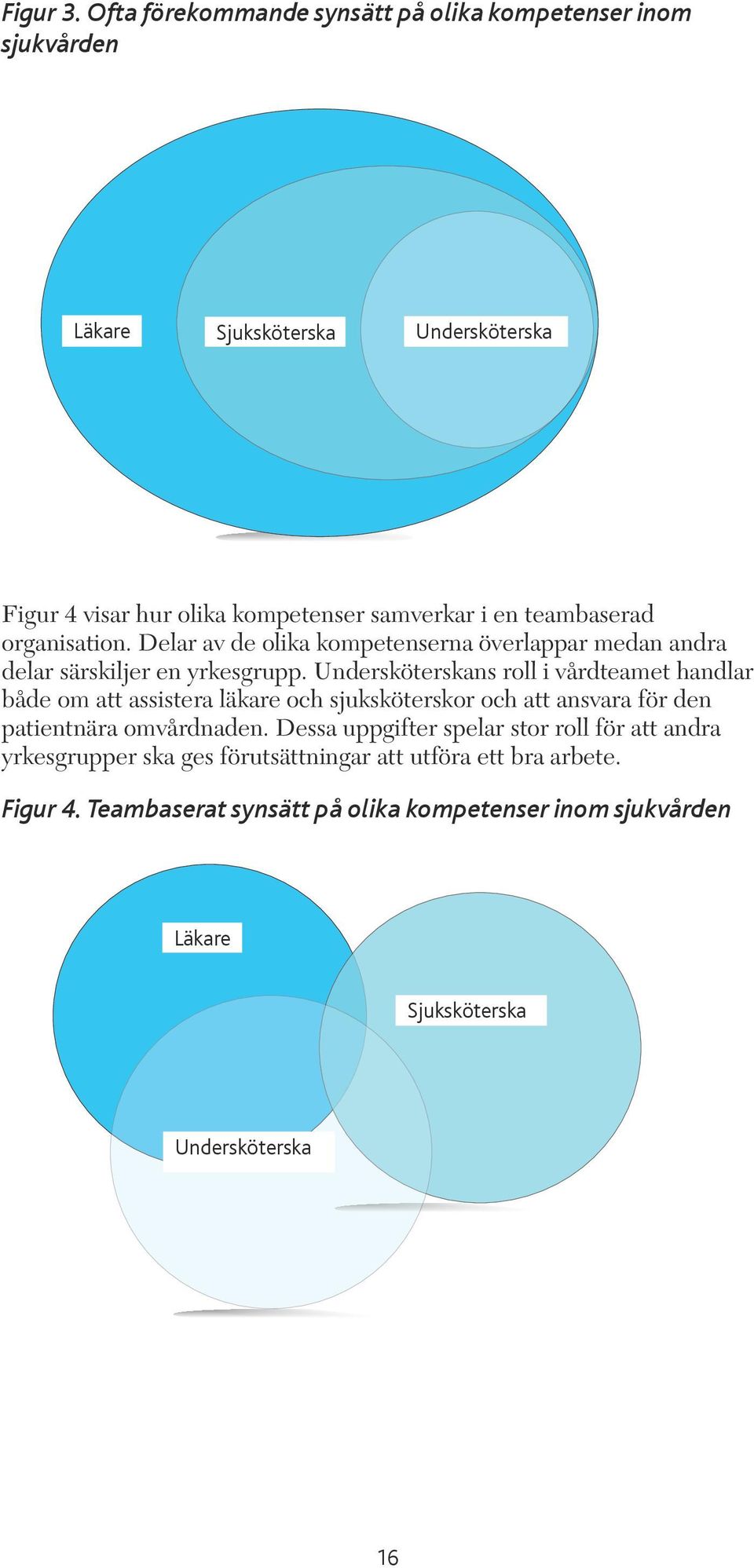 teambaserad organisation. Delar av de olika kompetenserna överlappar medan andra delar särskiljer en yrkesgrupp.