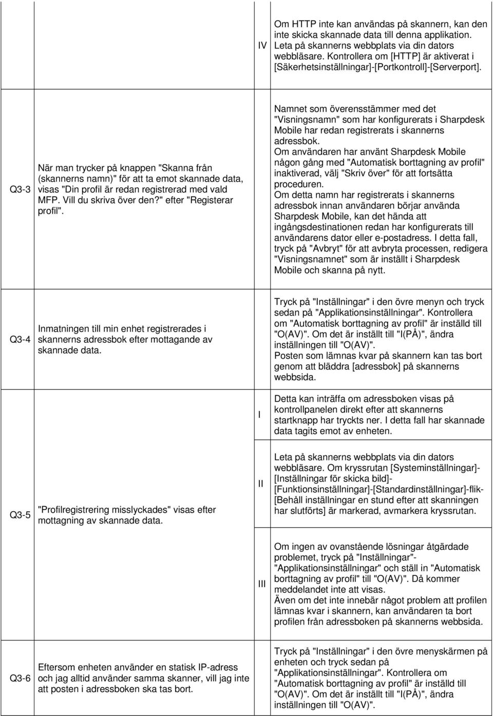 Q3-3 När man trycker på knappen "Skanna från (skannerns namn)" för att ta emot skannade data, visas "Din profil är redan registrerad med vald MFP. Vill du skriva över den?" efter "Registerar profil".