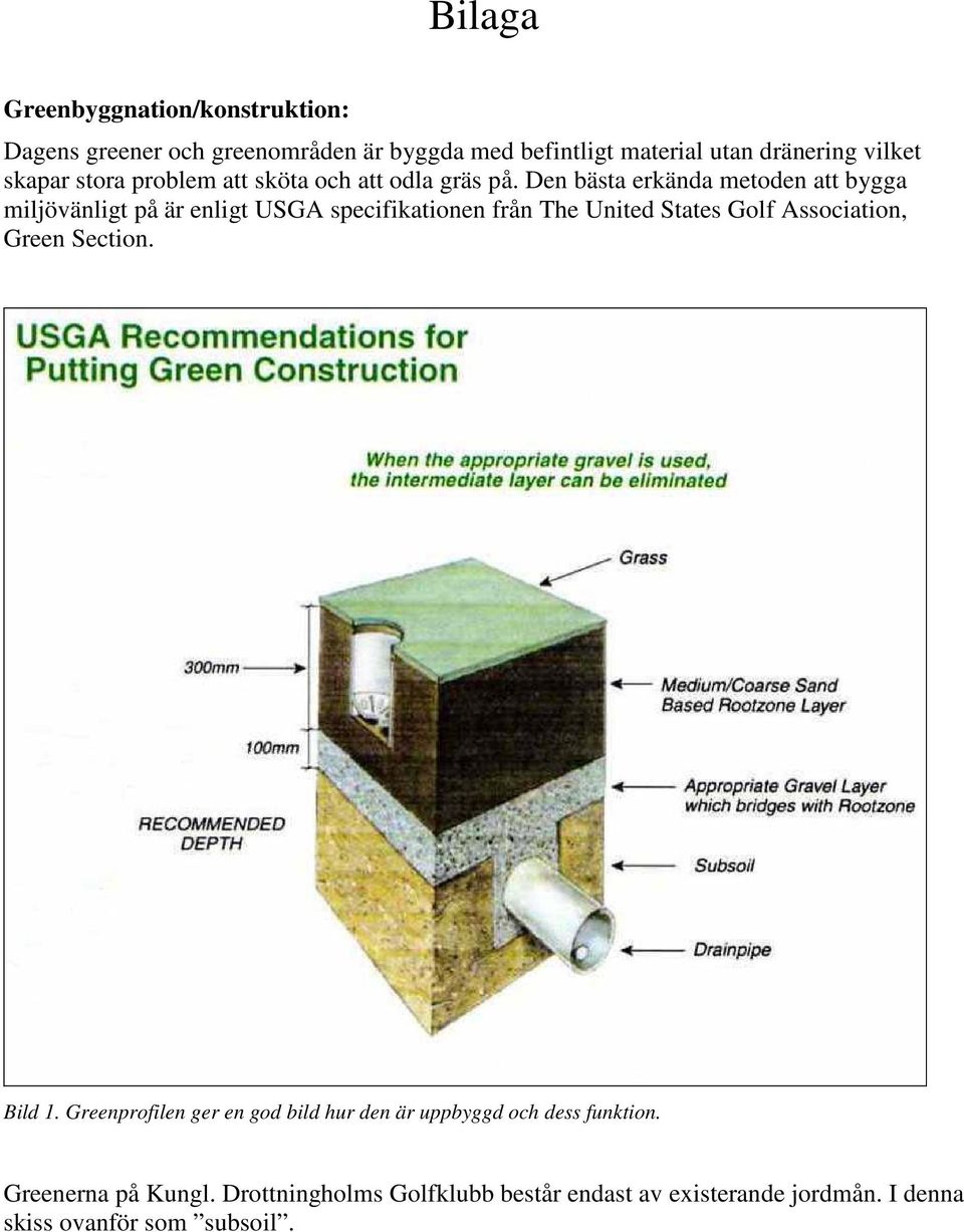 Den bästa erkända metoden att bygga miljövänligt på är enligt USGA specifikationen från The United States Golf Association,