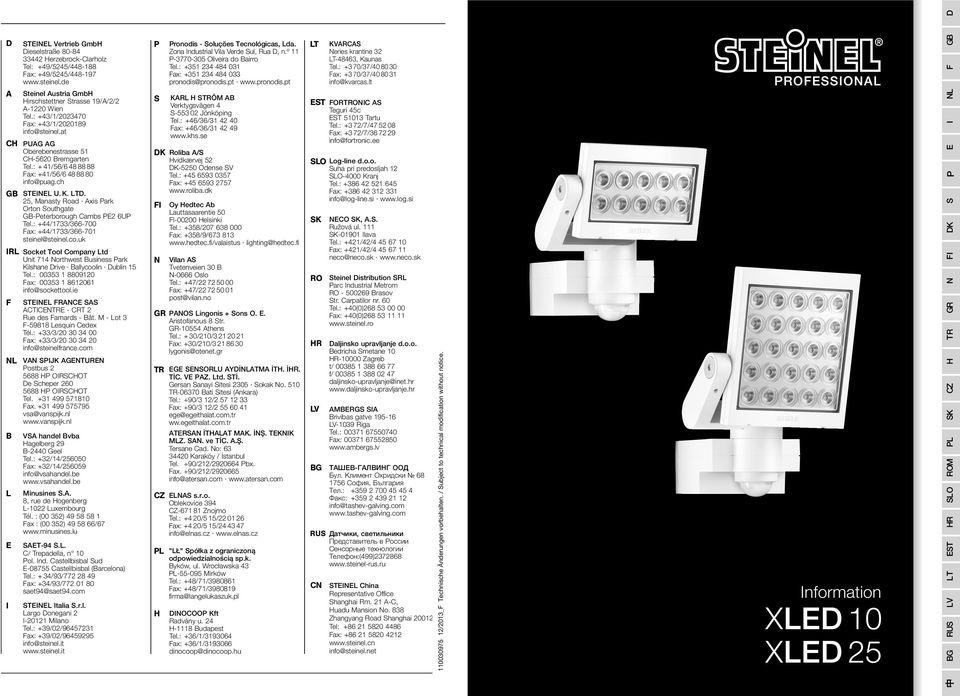 25, Manasty Road Axis Park Orton Southgate GB-Peterborough Cambs PE2 6UP Tel.: +44/1733/366-700 Fax: +44/1733/366-701 steinel@steinel.co.