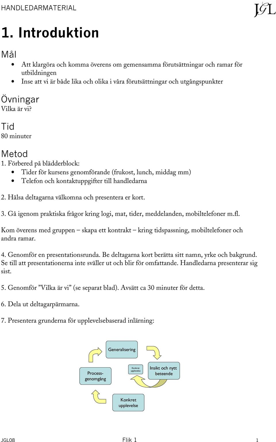 Hälsa deltagarna välkomna och presentera er kort. 3. Gå igenom praktiska frågor kring logi, mat, tider, meddelanden, mobiltelefoner m.fl.