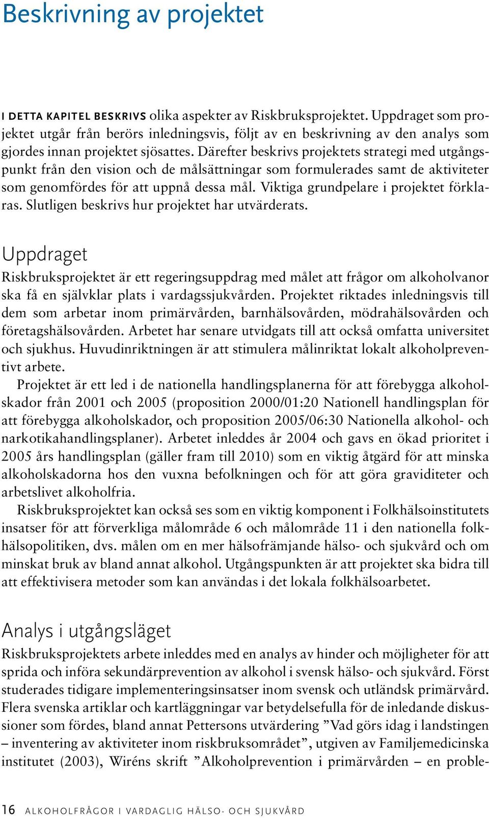 Därefter beskrivs projektets strategi med utgångspunkt från den vision och de målsättningar som formulerades samt de aktiviteter som genomfördes för att uppnå dessa mål.