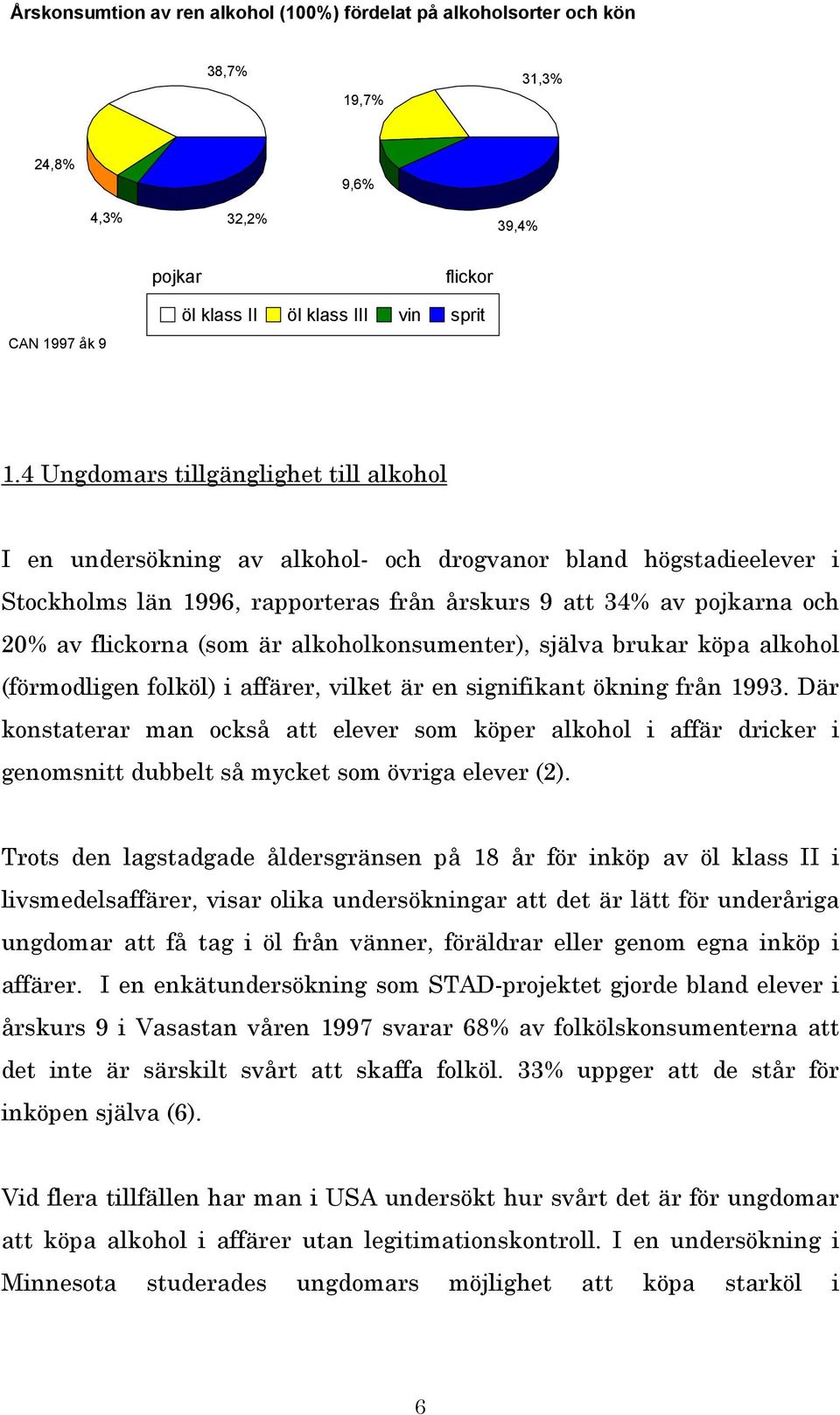 (som är alkoholkonsumenter), själva brukar köpa alkohol (förmodligen folköl) i affärer, vilket är en signifikant ökning från 1993.