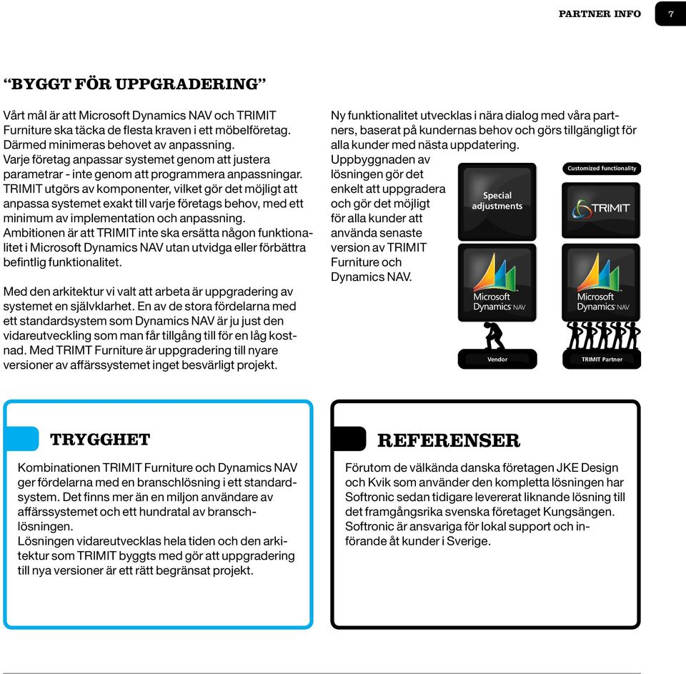 TRIMIT utgörs av komponenter, vilket gör det möjligt att anpassa systemet exakt till varje företags behov, med ett minimum av implementation och anpassning.