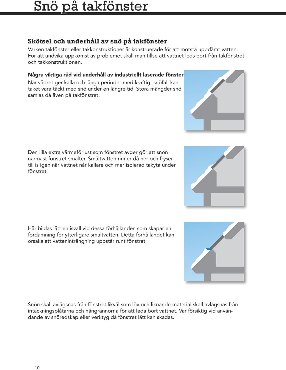 Några viktiga råd vid underhåll av industriellt laserade fönster När vädret ger kalla och långa perioder med kraftigt snöfall kan taket vara täckt med snö under en längre tid.