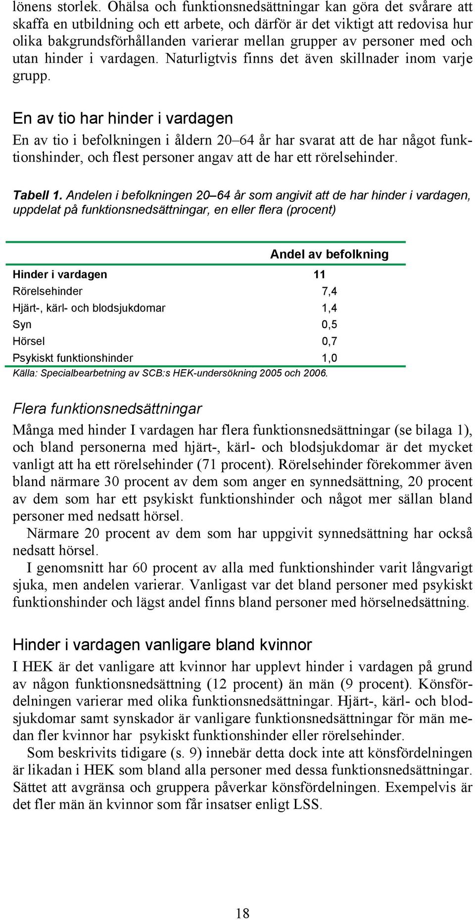 personer med och utan hinder i vardagen. Naturligtvis finns det även skillnader inom varje grupp.