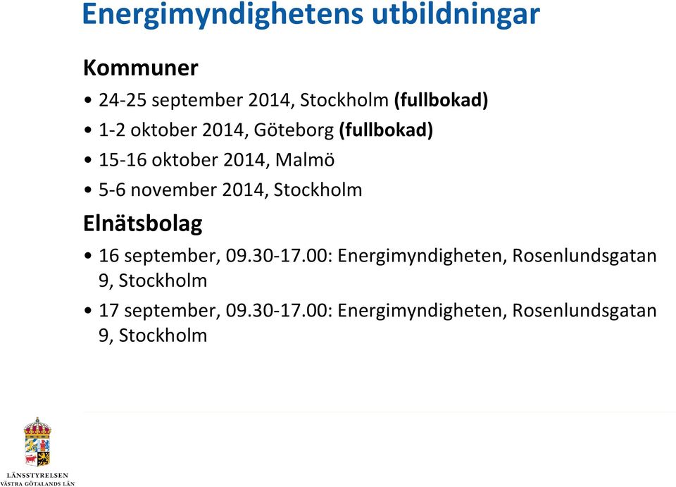 Stockholm Elnätsbolag 16 september, 09.30-17.