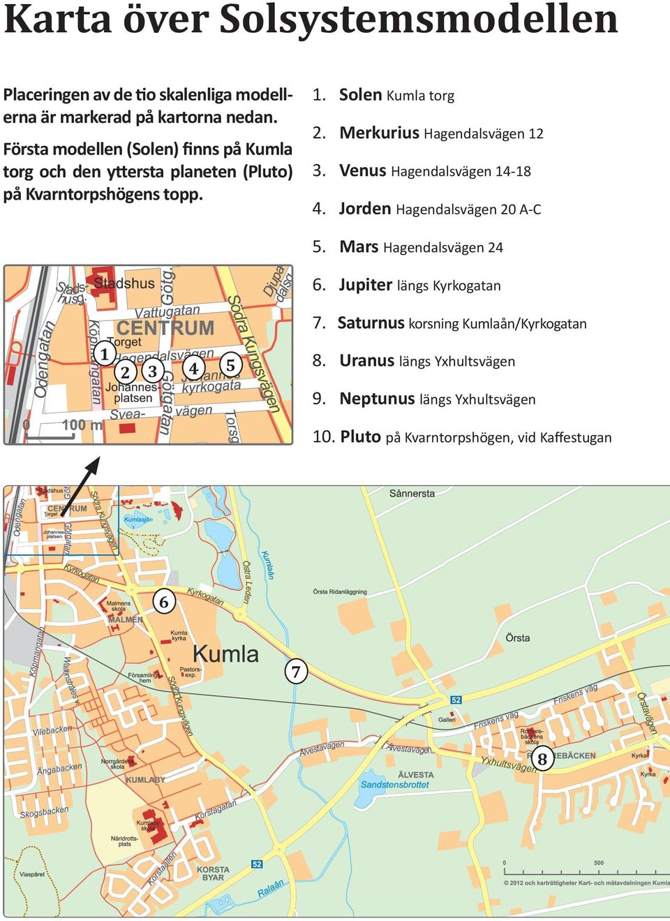 Merkurius Hagendalsvägen 12 3. Venus Hagendalsvägen 14-18 4. Jorden Hagendalsvägen 20 A-C 5. Mars Hagendalsvägen 24 6.