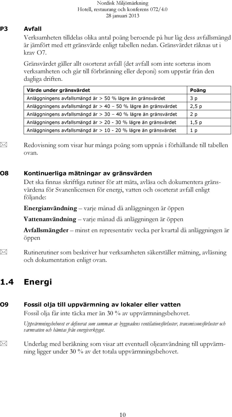 Värde under gränsvärdet Anläggningens avfallsmängd är > 50 % lägre än gränsvärdet Anläggningens avfallsmängd är > 40 50 % lägre än gränsvärdet Anläggningens avfallsmängd är > 30 40 % lägre än