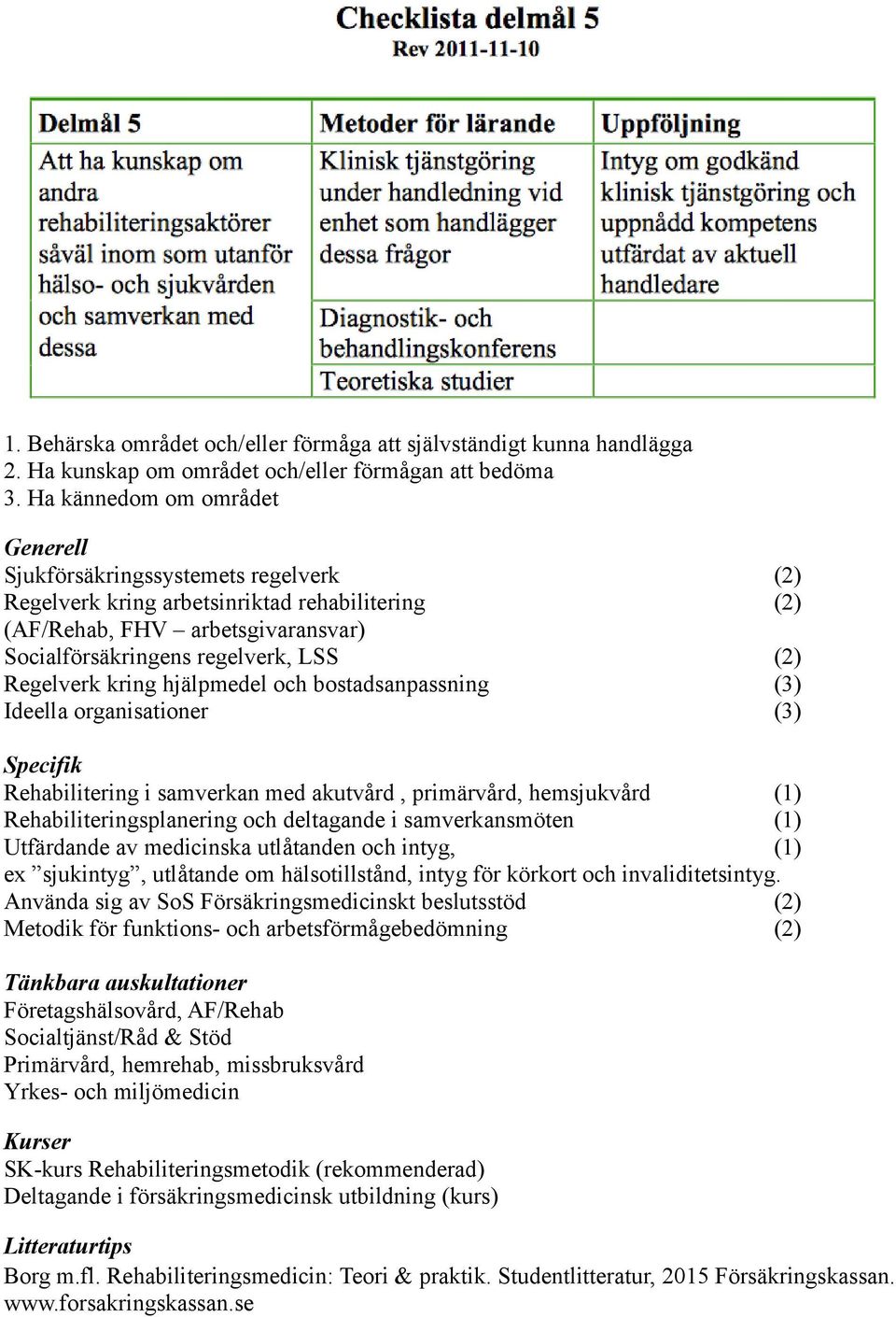 Regelverk kring hjalpmedel och bostadsanpassning (3) Ideella organisationer (3) Specifik Rehabilitering i samverkan med akutvard, primarvard, hemsjukvard (1) Rehabiliteringsplanering och deltagande i