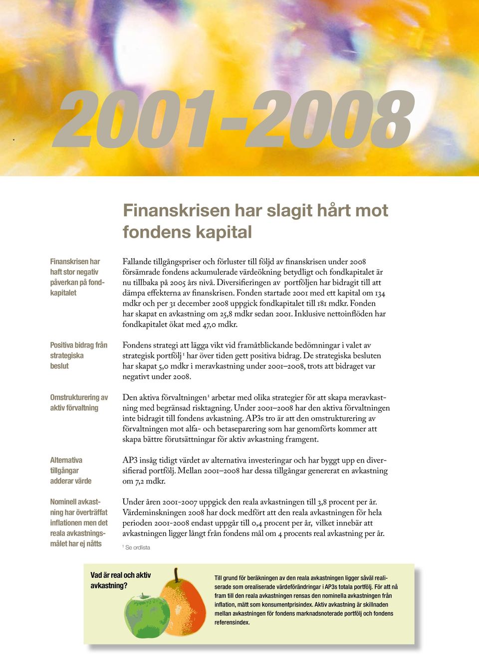 under 2008 försämrade fondens ackumulerade värdeökning betydligt och fondkapitalet är nu tillbaka på 2005 års nivå.