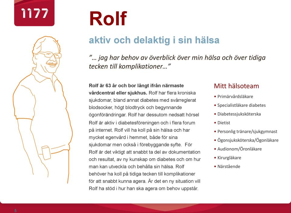 Rolf har dessutom nedsatt hörsel Rolf är aktiv i diabetesföreningen och i flera forum på internet.