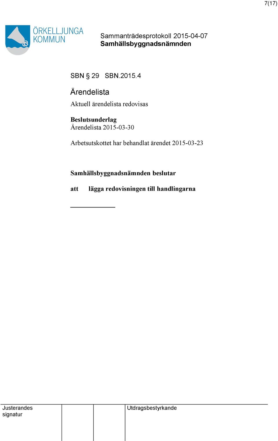 redovisas Ärendelista 2015-03-30