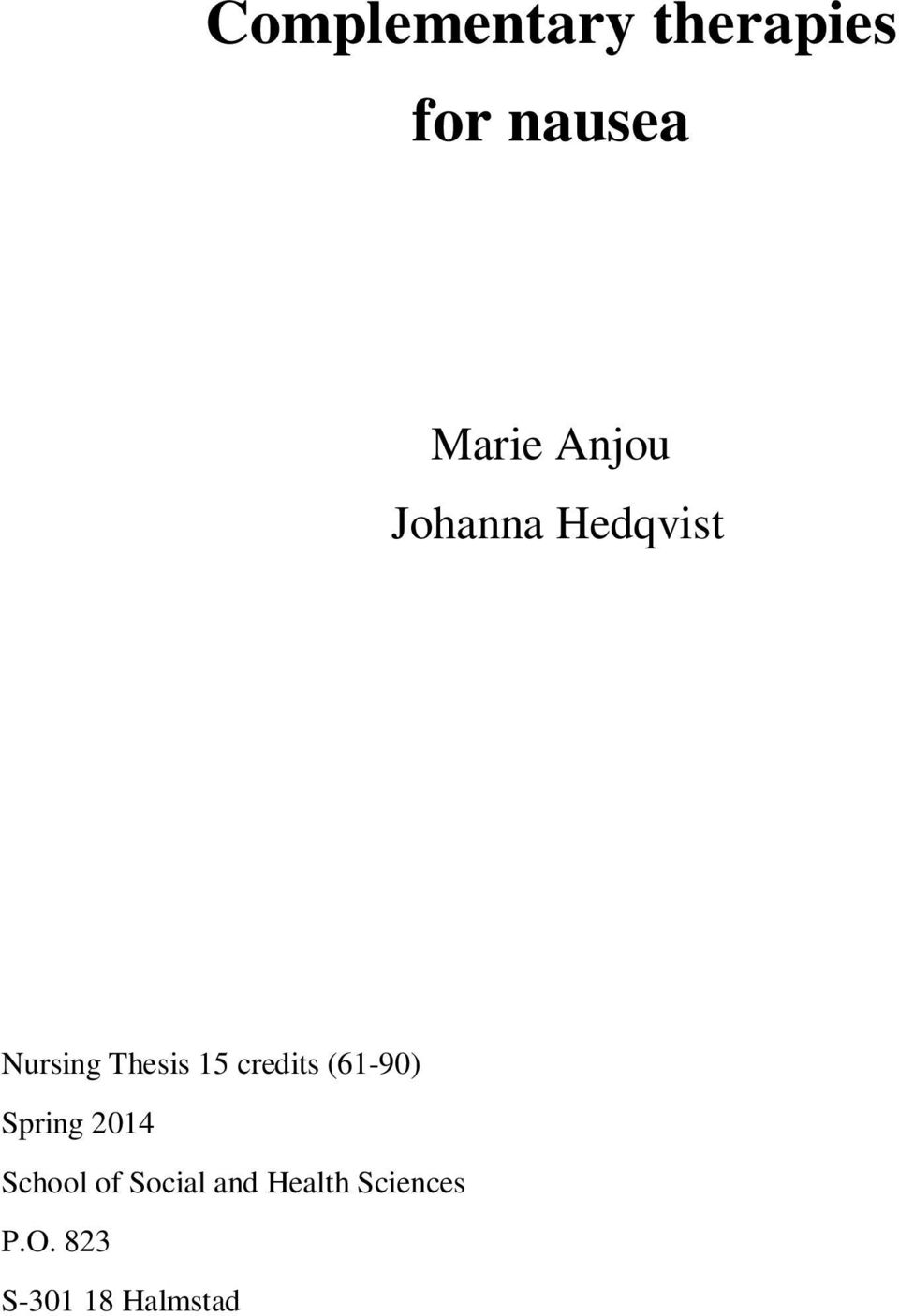 credits (61-90) Spring 2014 School of